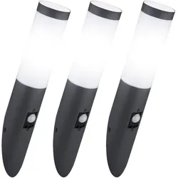 3er Set Außen Wand Leuchten Terrassen Fackel Edelstahl Lampe SENSOR Hof Strahler