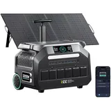 IEE P3200 Tragbare Powerstation mit 200W Solarpanel, 2048Wh/3200W(Max 6400W) LiFePO4 Akku, 80% Ladung <1 Std, Solargenerator für Camping, Wohnmobil & Notstrom(optional mit Solarpanel)