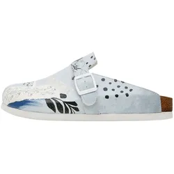 Hausschuh DOGO "Comfie Pantoletten Hausschuhe Birds Chirping Damen Sandalen", Damen, Gr. 40, Normalschaft, blau, Lederimitat, Schuhe, Vegan
