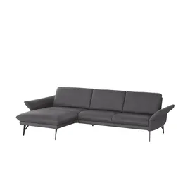 HIMOLLA Eckcouch Leder 2-Sitzer Schwarz