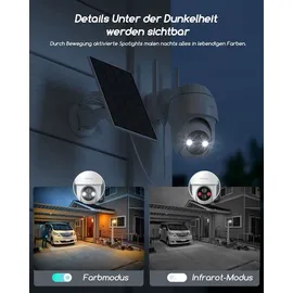 COOAU Überwachungskamera Aussen Solar Akku Kamera Überwachung Außen - 2K PTZ 355°/90° Kabellos WLAN IP Kamera​Outdoor mit Smart Bewegungsmelder | Farbige Nachtsicht | Schwarz