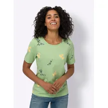 Classic Basics Sieh an! Kurzarm-Shirt in reseda-weiß-bedruckt | Gr.: 48