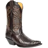 A1 FASHION GOODS Herren Leder Cowboy Stiefel Braun Croc Rutsch Auf Spitz Zehe Designer Schleifmaschinen Stiefel - AC229 (46 EU) - 46 EU