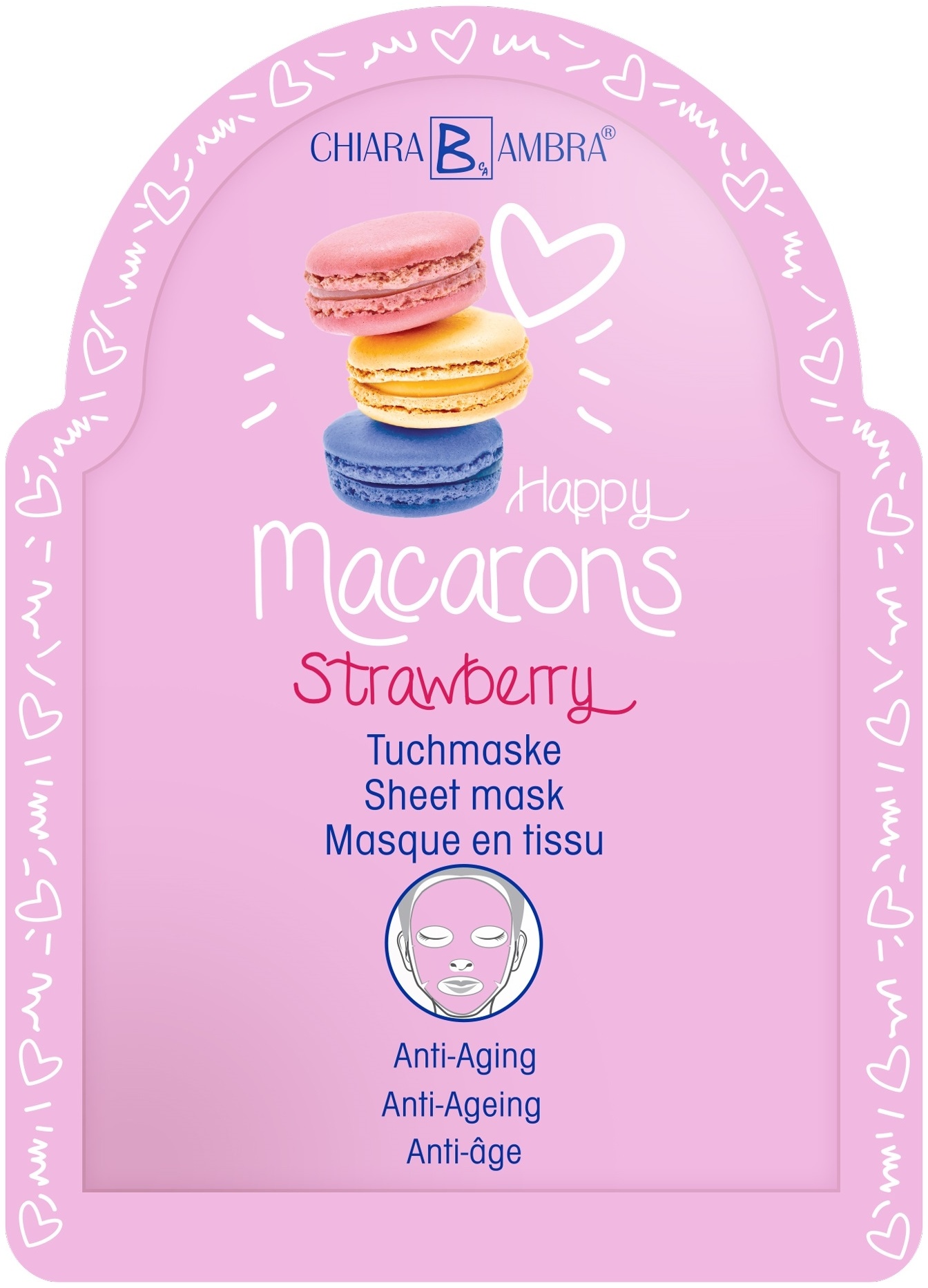 Chiara Ambra Anti-Aging Tuchmaske „Macarons-Strawberry“ 1 Stk.