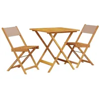 vidaXL 3-tlg. Bistro-Set Taupe Stoff und Massivholz