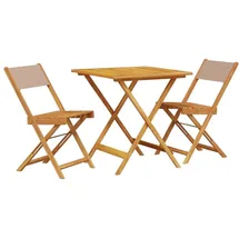 vidaXL 3-tlg. Bistro-Set Taupe Stoff und Massivholz