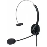 Manhattan Mono USB-Headset Ohrumschließendes Design (Over-Ear), Ohrmuschel einseitig, kabelgebunden, USB-A-Stecker, integrierte Lautstärkeregelung, verstellbares Mikrofon, schwarz