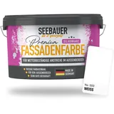 SEEBAUER diy Silikonharz-Fassadenfarbe Weiß 10L für Außen (No. 000 Weiß) Selbstreinigende Fassadenfarbe mit Lotuseffekt - Geeignet für Putz, Mauerwerk und Beton