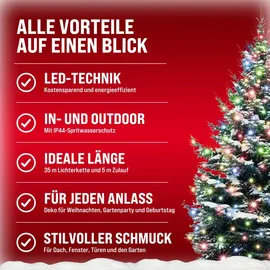 monzana Lichtervorhang LED 400 LED 40 m Bunt
