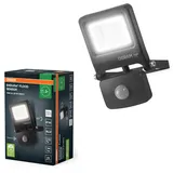 Osram ENDURA FLOOD PC 20W LED-Fluter mit Sensor, 4000K, 1800 Lumen, IP44 Flutlicht IR-Bewegungsmelder, Zeit/Lux einstellbar, Dunkelgrau