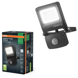 Osram ENDURA FLOOD PC 20W LED-Fluter mit Sensor, 4000K, 1800 Lumen, IP44 Flutlicht IR-Bewegungsmelder, Zeit/Lux einstellbar, Dunkelgrau