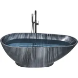 Beliani Badewanne freistehend schwarz Marmor Optik 170 x 80 cm RIOJA