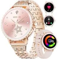 HIRREO FV26-E Smartwatch (3,3 cm, android ios), Damen Smartwatch mit 1.27 Zoll HD Display Sportmodi goldfarben