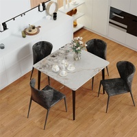 WISFOR Esstisch Marmor Optik, Küchentisch Esszimmertisch für 4 Personen, Rechteckig Tisch mit rutschfesten Beinen aus Metall, Modern Design, Kalt...