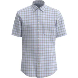 Businesshemd SEIDENSTICKER "Regular", Herren, Gr. M (40), normale Ärmellängen, braun, 100% Baumwolle, kariert, regular fit, Kurzarm gerader Abschluss, Hemden, Regular Kurzarm Button-Down-Kragen Karo