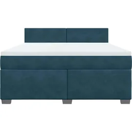 vidaXL Boxspringbett mit Matratze Blau 180x200 cm Samt