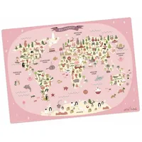 Cover-your-desk Tischsetmacher Tischset für Kinder Weltkarte in rosa mit