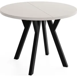 WFL GROUP Runder Ausziehtisch 100 x 77 x 100 cm Beige