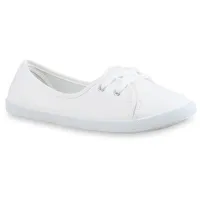 Stiefelparadies Damen Sportliche Ballerinas in Weiss