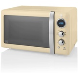 Swan Retro SM22030CNEU Digital Mikrowelle 20L, 5 Leistungsstufen, Auftaufunktion, 60 Minuten Timer, Tür mit Spiegeleffekt, 27cm Drehteller, Vintage Design, Creme, 800W