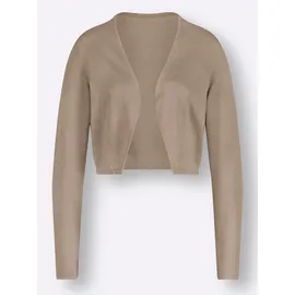 Inspirationen Bolero INSPIRATIONEN, Damen, Gr. 48, beige (sesam), 100% Baumwolle, unifarben, Strickjacken Bolero