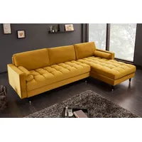 riess-ambiente Ecksofa COZY VELVET 260cm senfgelb / schwarz gold, Einzelartikel 1 Teile, Wohnzimmer · Samt · L-Form · Federkern · Couch inkl. Kissen · Barock gelb