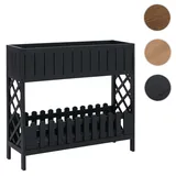 Hochbeet HWC-P83, Blumen-/Pflanzkasten Blumenregal Ablage, Outdoor Akazie Holz FSC®-zertifiziert 90x95x31cm ~ schwarz