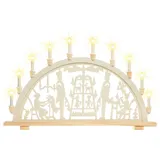 SIKORA LB10-10 klassischer 10-flammig beleuchteter XXL Holz Schwibbogen GUTE STUBE Breite ca. 71 cm