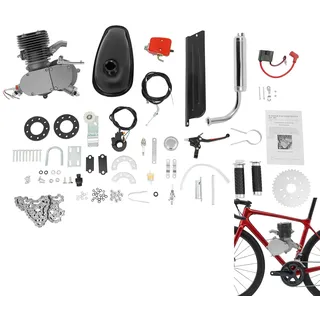 100cc 2-Takt Fahrrad Motor Kit, Benzin Fahrradmotor Umrüstset mit CDI Zündung, Luftgekühlter Einzylinder, für 26/28 Zoll V-Rahmen, DIY Motorisierung für Mountainbike Rennrad Gravel Bike (36 Zähne)