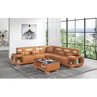 Aea Ecksofa Ledersofa L Form Couch Sofa Braun Luxus