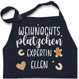 Kinderschürze Schürze Kinder Jungen Mädchen - Weihnachtsschürze - Weihnachtsplätzchen Expertin personalisiert I Geschenk Backen I Hobbybäcker - 7-14 Jahre - Navy Blau - personalisierte - 7-13 Jahre