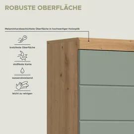 WELLTIME Hängeschrank WELLTIME "SIENA, Breite 37cm, 1 Tür, 1 offenes Fächer, 1 Einlegeboden, MDF-Front", grün (eiche, salbei), B:37cm H:79cm T:24cm, Holzwerkstoff, Schränke, Hängeschrank, in verschiedenen Farben erhältlich, Badmöbel, Badschrank, Schrank, Bad