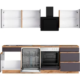 kochstation Winkelküche L-Form 340 x 150 cm grau