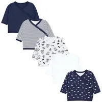 TupTam Baby Jungen Langarm Wickelshirt Baumwolle 5er Set, Farbe: