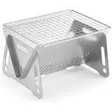 Lixiin Holzkohlegrill Picknickgrill Edelstahl Kleiner Grill Portable Campinggrill Abnehmbare BBQ Grills für Outdoor Garten Party Picknick Für 1-2 Personen(21 * 16 * 12cm)