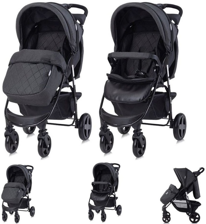 Lorelli Kinder-Buggy Kinderwagen Buggy Olivia, Zubehörbox, Fußabdeckung, verstellbar, Korb schwarz