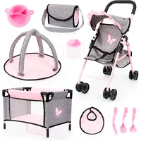 Bayer Design 21533AB Puppenbuggy, grau, rosa, ‎43.5 x 26.5 x 51.5 cm