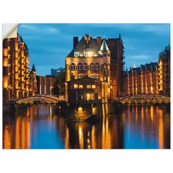 Artland Wandbild »Teil der alten Speicherstadt in Hamburg«, Deutschland, (1 St.), als Leinwandbild, Poster, Wandaufkleber in verschied. Größen Artland Farbe Bild(er): blau