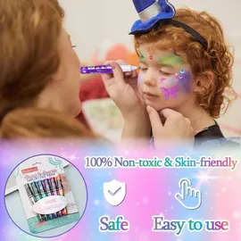 luxuskollektion Glitzer Tattoo Stifte Kinder 6 Farben Schablonen Einhorn Leuchtend