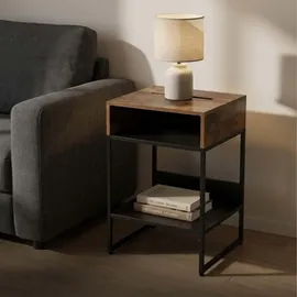 Relaxdays Nachtschrank 2 Fächer 40 x 40 x 30 cm Schwarz/Braun