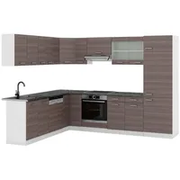 Vicco Eckküche, Grau, Weiß, Holzwerkstoff, L-Form,Formgebogen, 287x81.6x60 cm, Küchen, Eckküchen, Eckküchen ohne Geräte