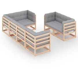 vidaXL Garten-Lounge-Set 7-tlg. grau