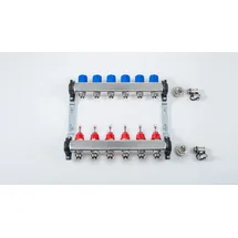 Magni Empur Edelstahl-Verteiler, Serie 03 HKV-D 4, 1" IG, 300 mm, montiert auf Halter, ES