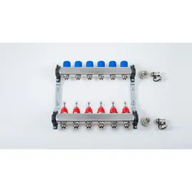 Magni Empur Edelstahl-Verteiler, Serie 03 HKV-D 4, 1" IG, 300 mm, montiert auf Halter, ES