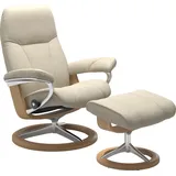 Stressless Stressless® Relaxsessel »Consul«, (Set, Relaxsessel mit Hocker), mit Hocker, mit Signature Base, Größe M, Gestell Eiche, beige