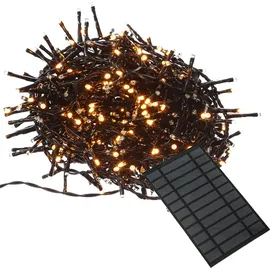 MARELIDA LED Lichterkette Solar Büschel 1512 14 m Bernstein Schwarz