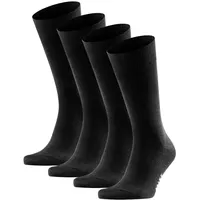 Falke Herren Socken, 4er Pack - Happy, Kurzsocken, Baumwolle Schwarz 43-46