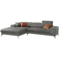 Ecksofa W.SCHILLIG "piedroo" Sofas Gr. B/H/T: 303cm x 70cm x 193cm, Chenille-Flachgewebe R66, Longchair links, mit Kopfteilverstellung-ohne Sitztiefenverstellung, grau (grey r66) Ecksofa Kopfteilverstellung, wahlweise mit Sitztiefenverstellung, Breite 303cm