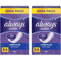 Always dailies | Extra Protect | Long Plus | Slipeinlagen Damen 54er Giga Pack (Long Plus 54er, 2er Pack)