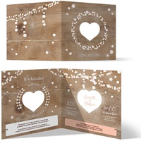 50 x Lasergeschnittene Hochzeit Einladungskarten Hochzeitseinladungen - Holz Lichtgirlande
